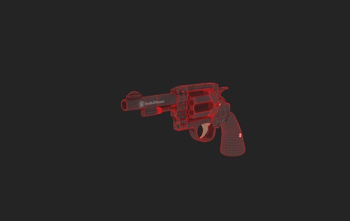 Modern Revolver 2 Low-poly 3D model_4
