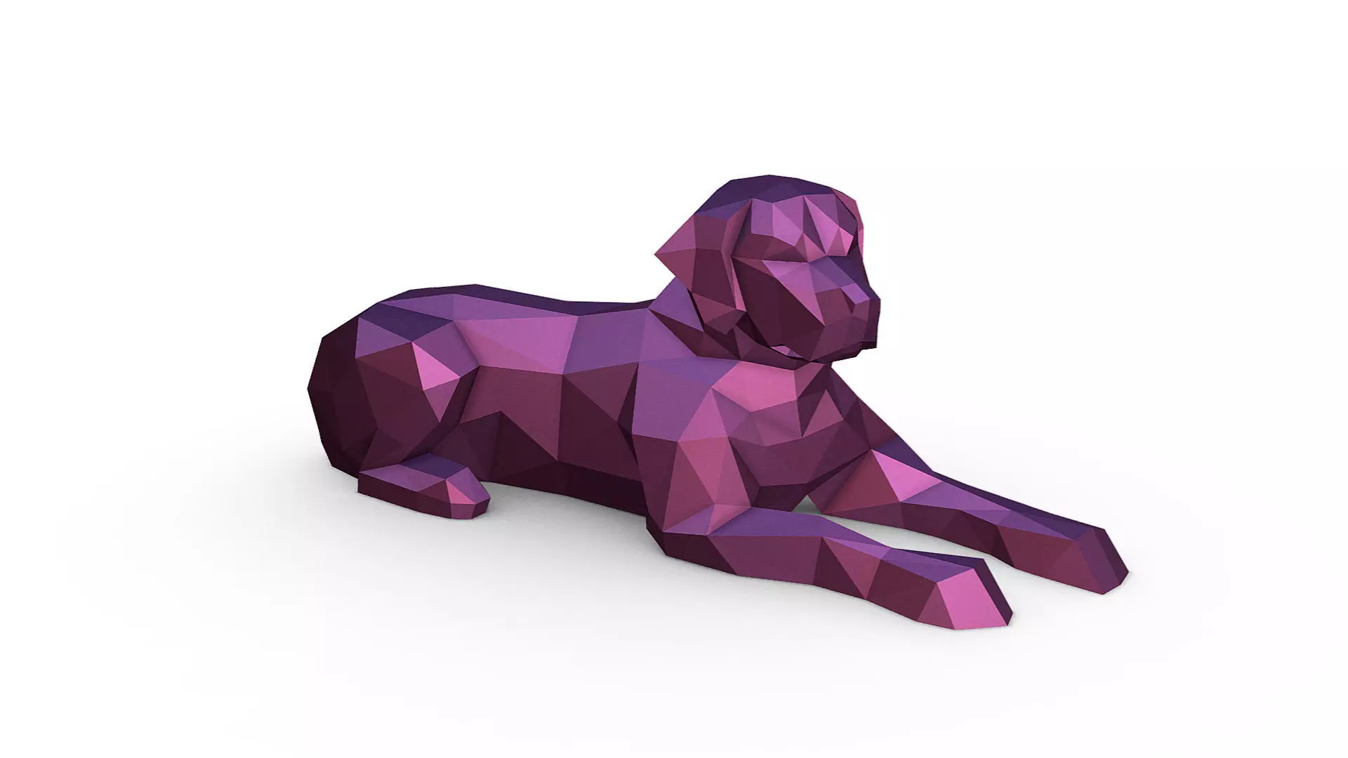 labrador low poly polygonal sculpture of dog 3D print model