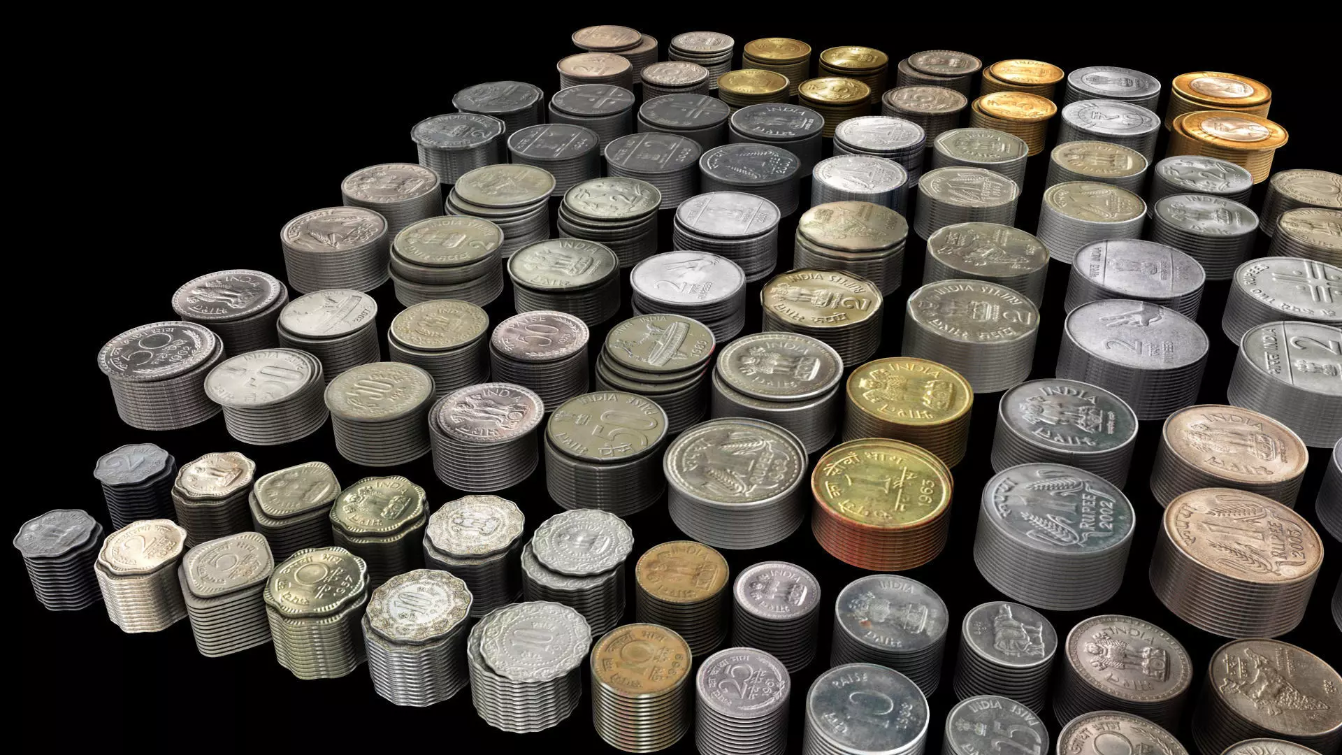 india currency coins 3D model_0