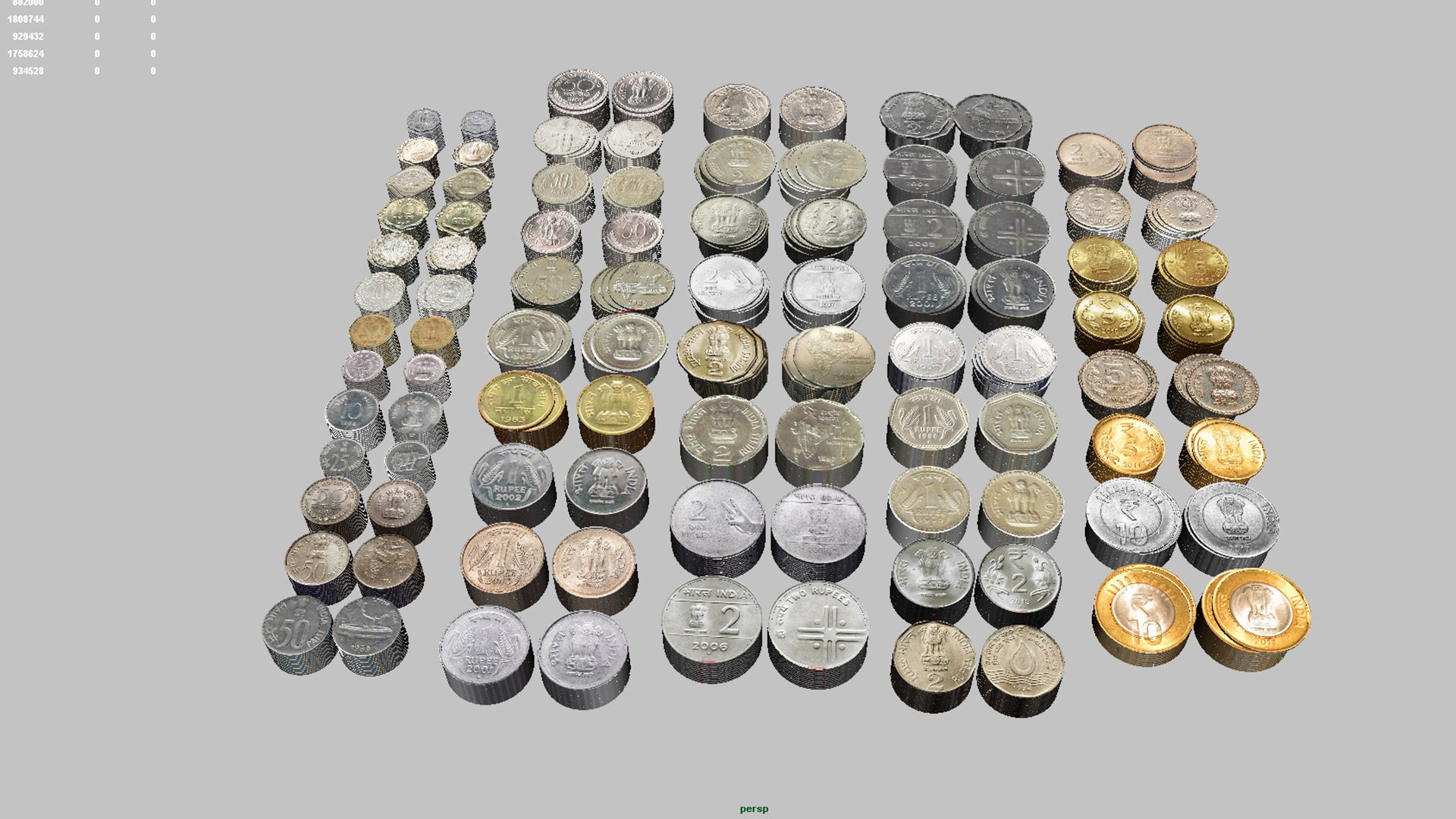 india currency coins 3D model_5