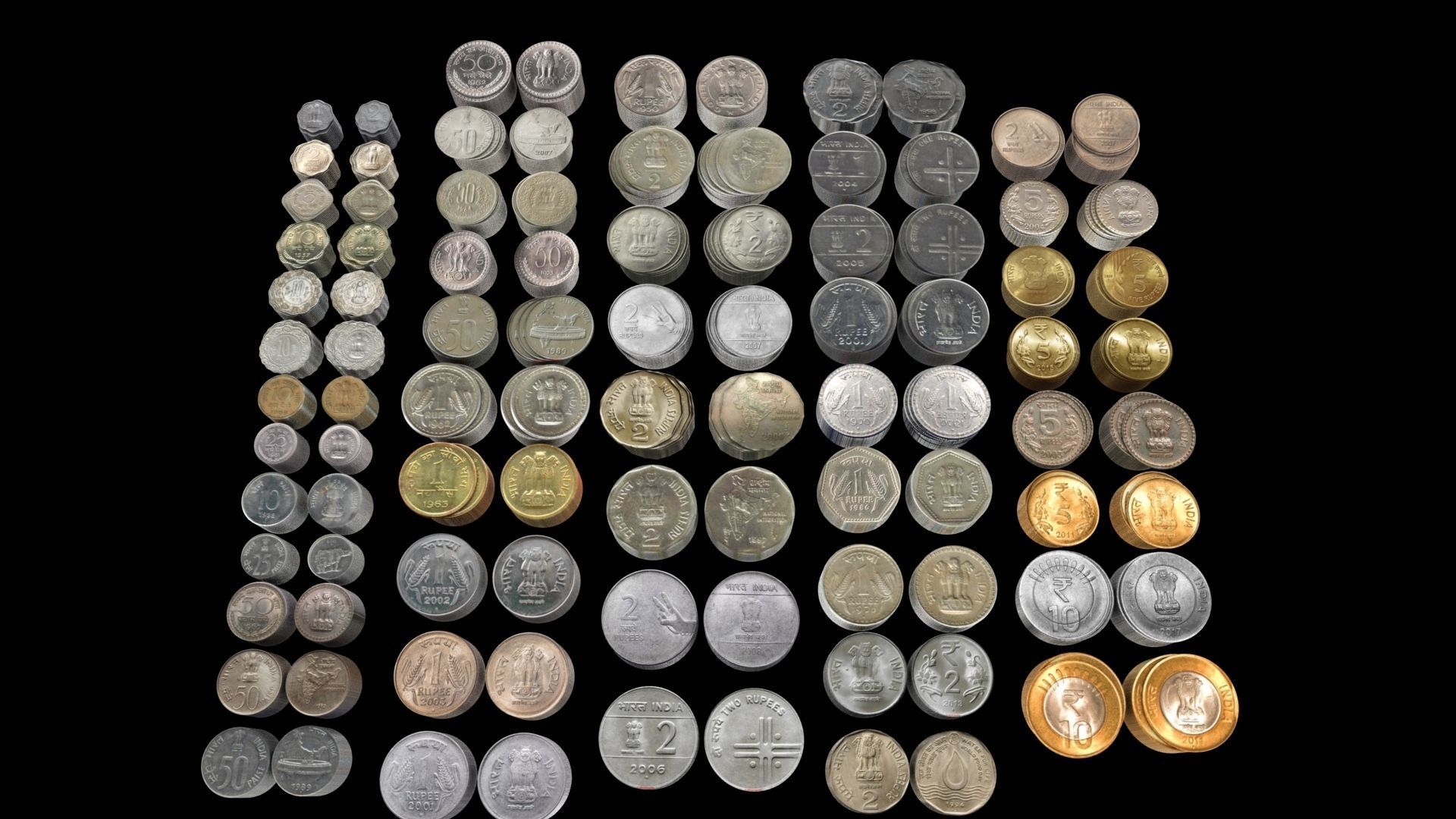 india currency coins 3D model_1