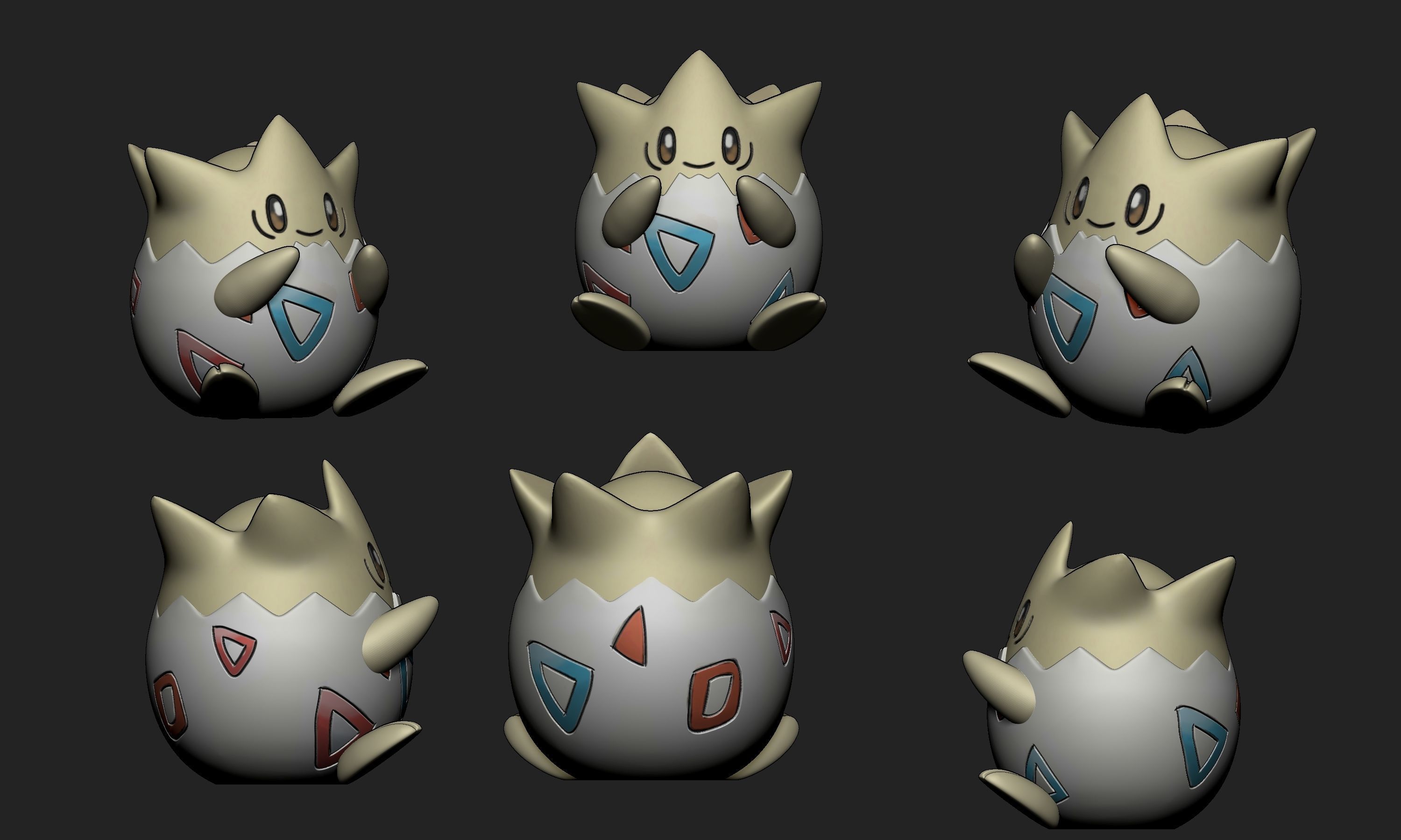 Pokemon - Togepi Togetic and Togekiss with 2 poses 3D print model_7