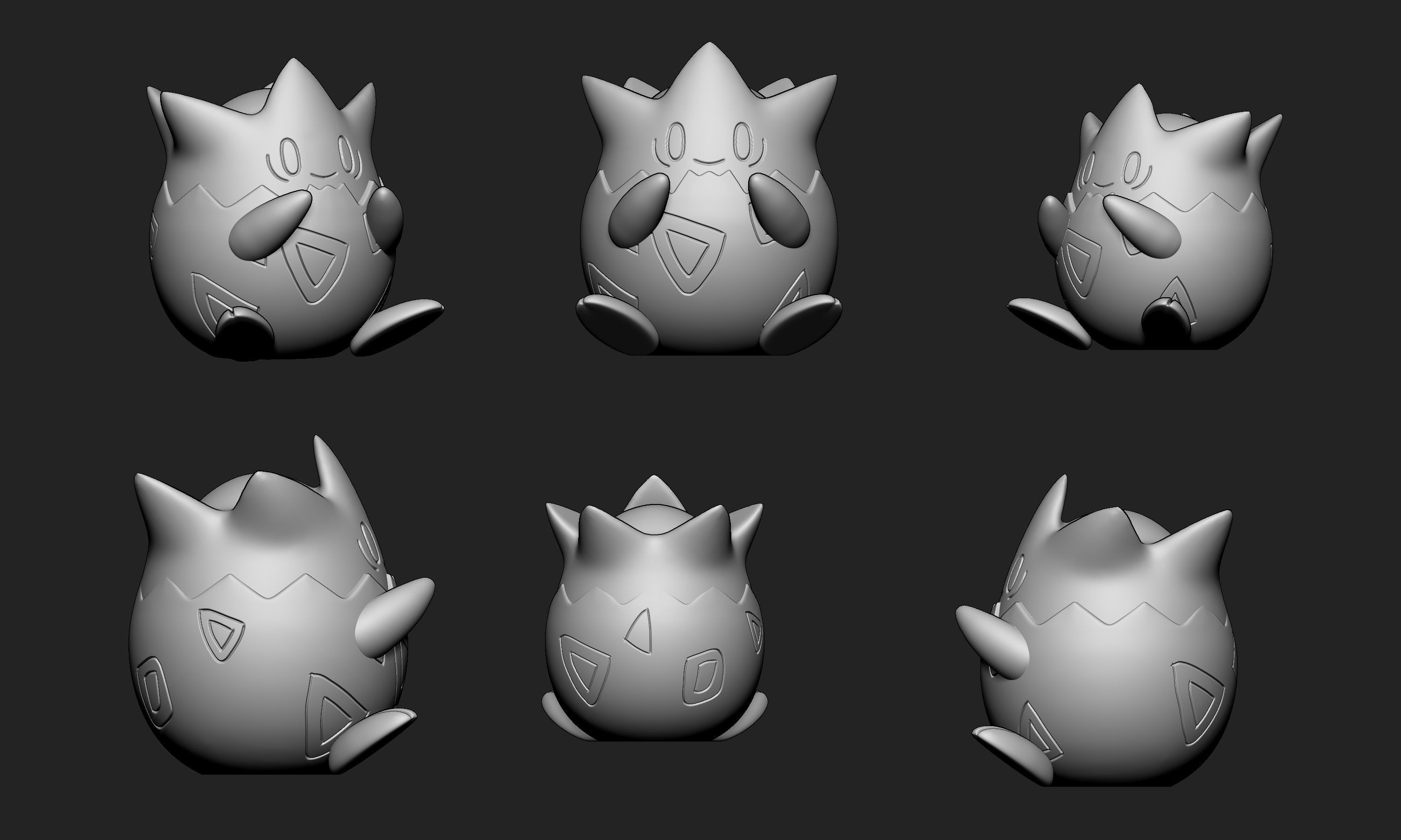 Pokemon - Togepi Togetic and Togekiss with 2 poses 3D print model_9