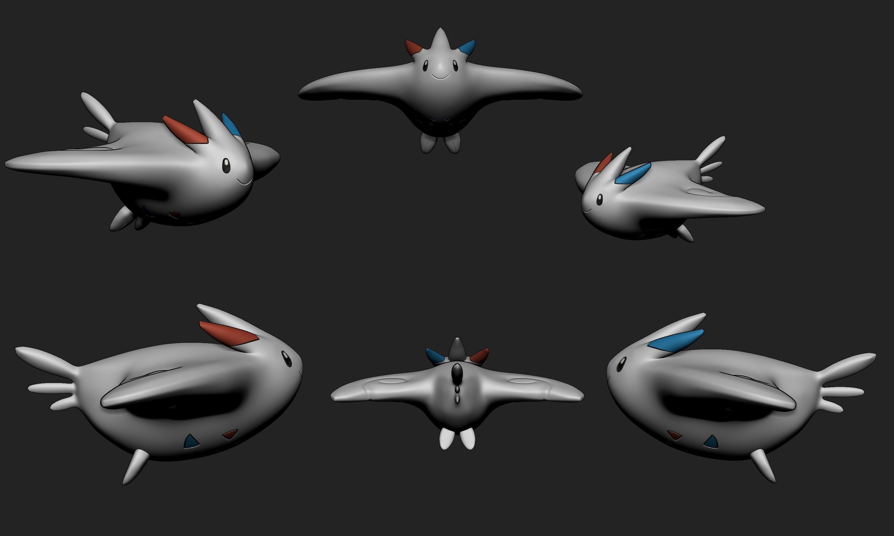 Pokemon - Togepi Togetic and Togekiss with 2 poses 3D print model_23