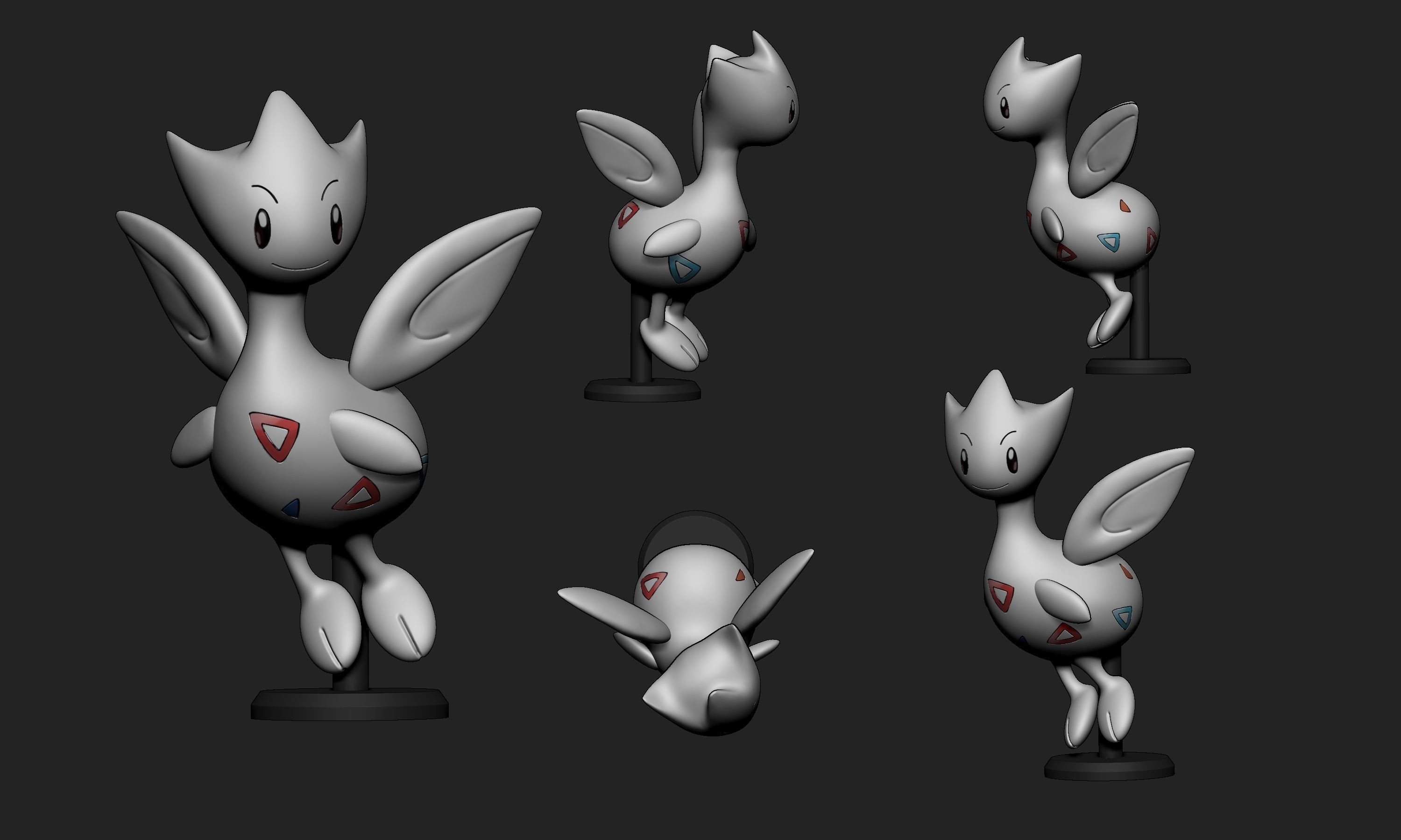 Pokemon - Togepi Togetic and Togekiss with 2 poses 3D print model_14