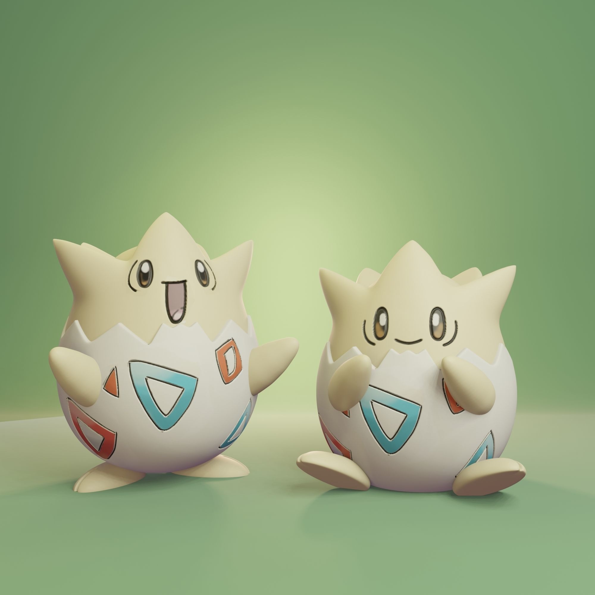 Pokemon - Togepi Togetic and Togekiss with 2 poses 3D print model_1