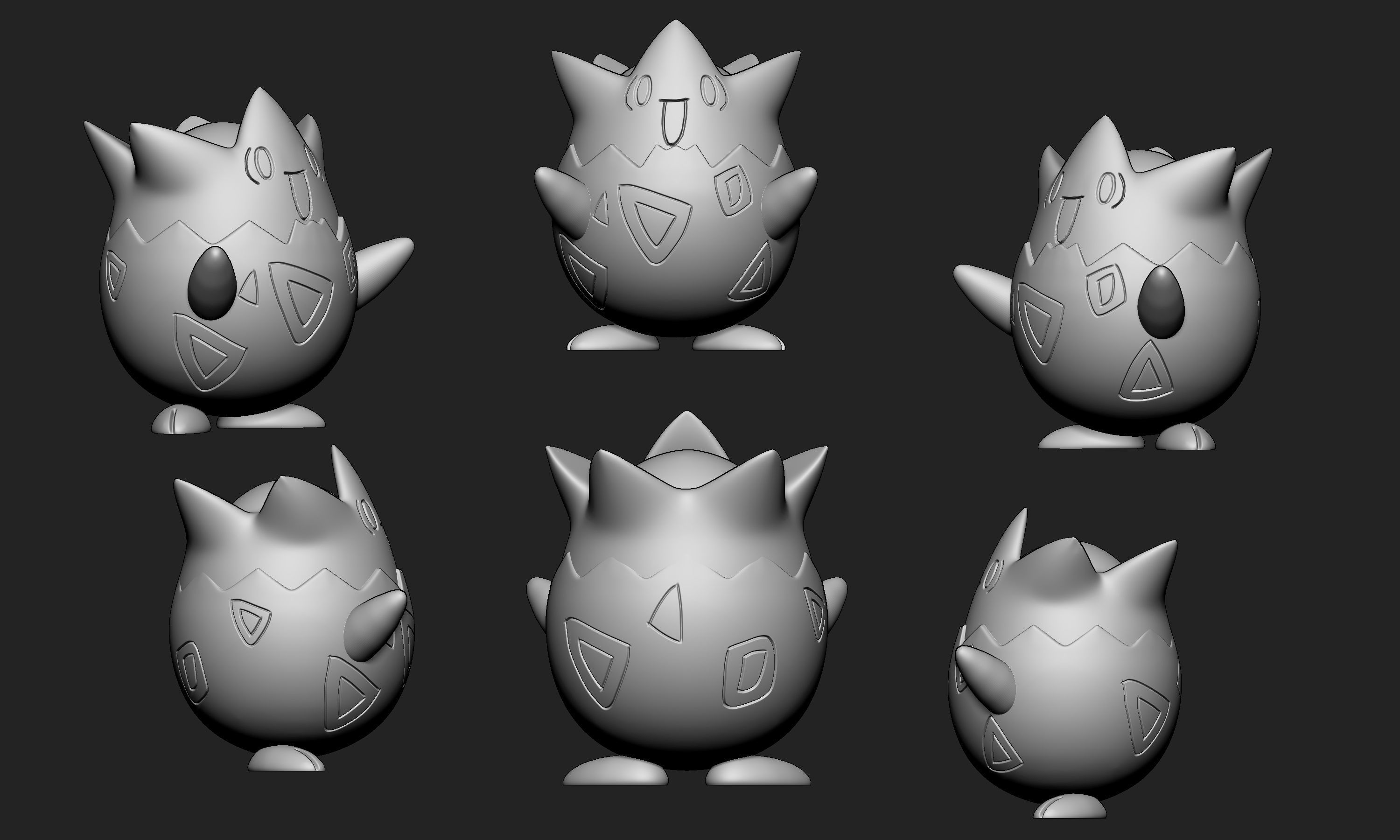 Pokemon - Togepi Togetic and Togekiss with 2 poses 3D print model_5