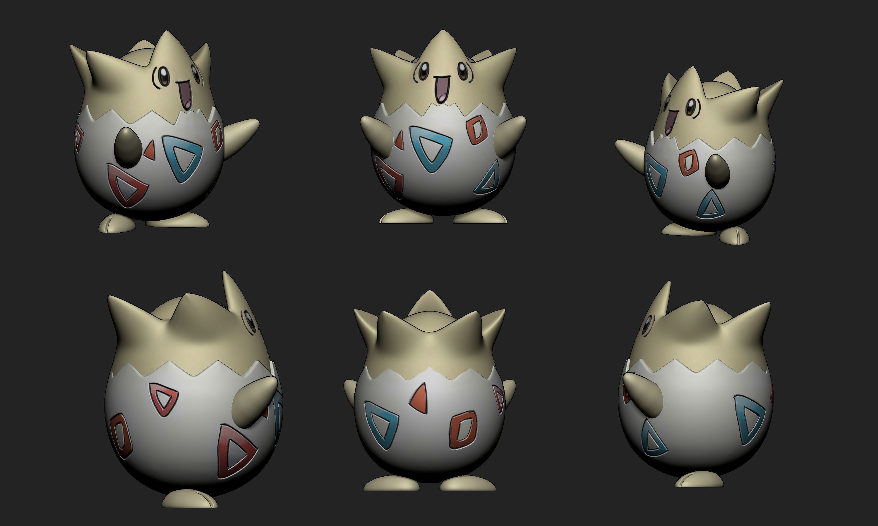 Pokemon - Togepi Togetic and Togekiss with 2 poses 3D print model_3