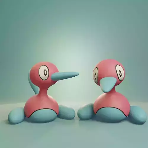 Pokemon - Porygon 2 with 2 poses 3D print model