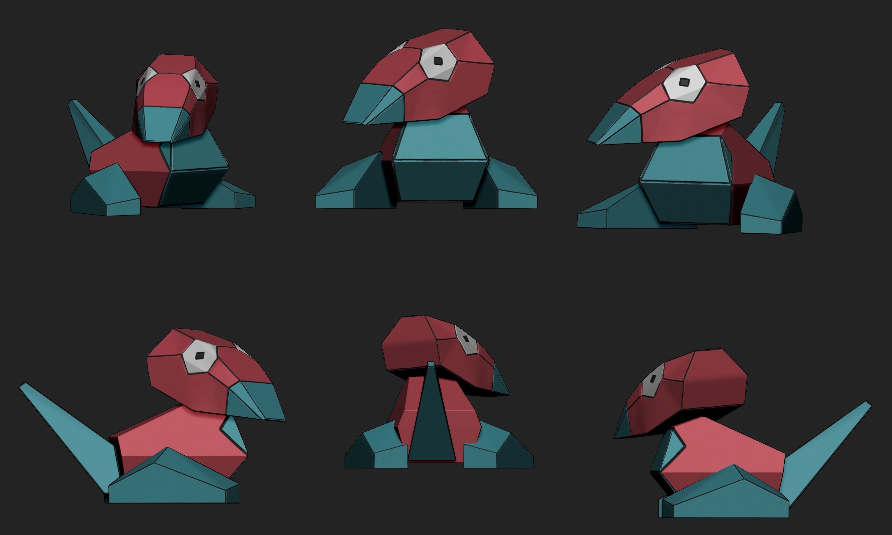 Pokemon - Porygon Porygon 2 and Porygon Z 3D print model_6