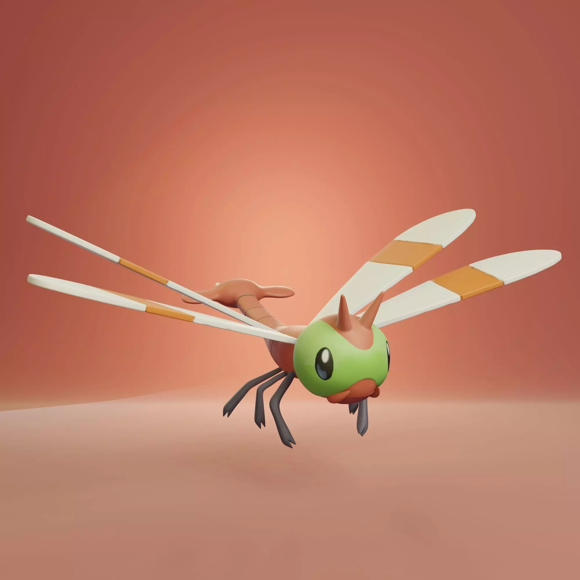 Pokemon - Yanma with base 3D print model_0