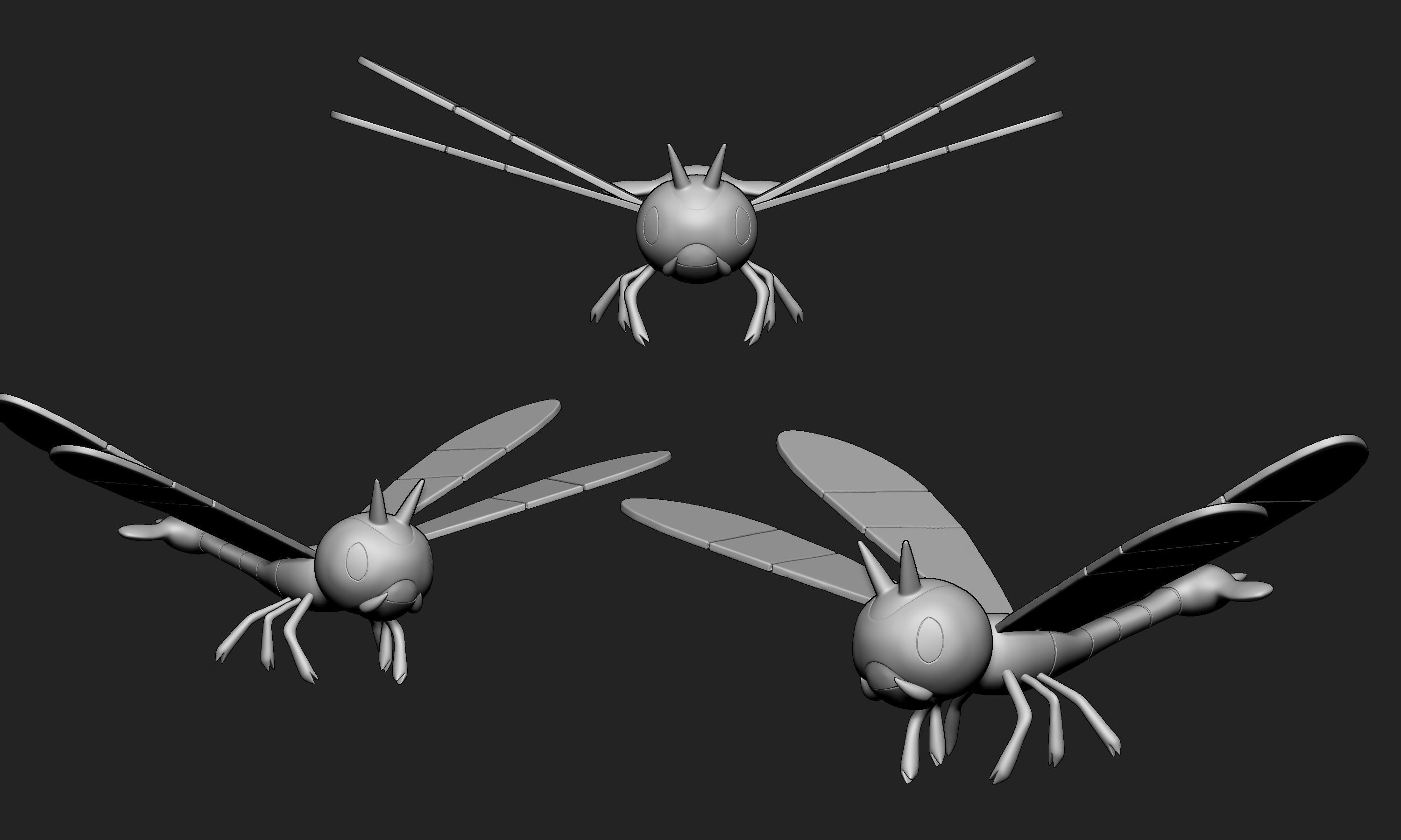 Pokemon - Yanma with base 3D print model_5