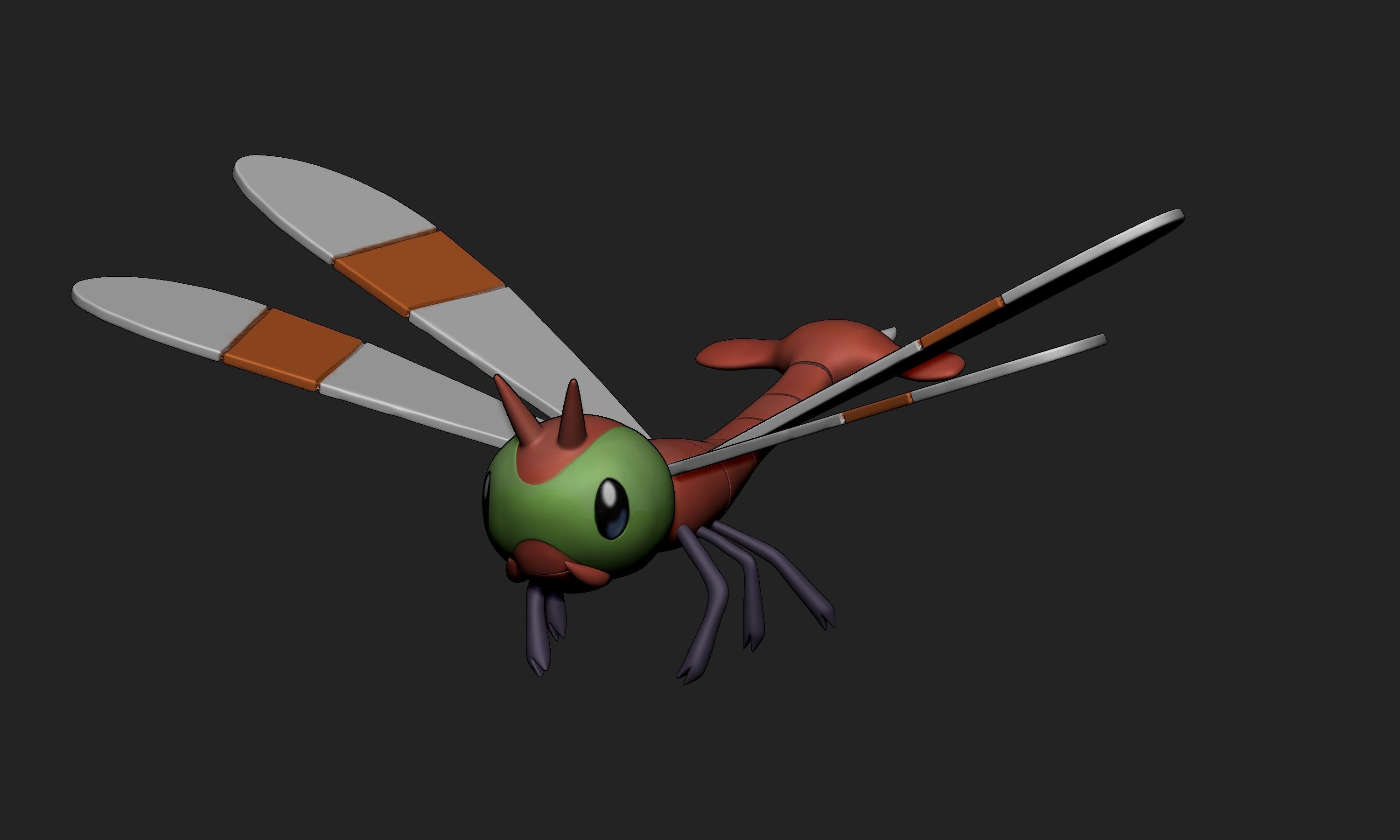 Pokemon - Yanma with base 3D print model_1