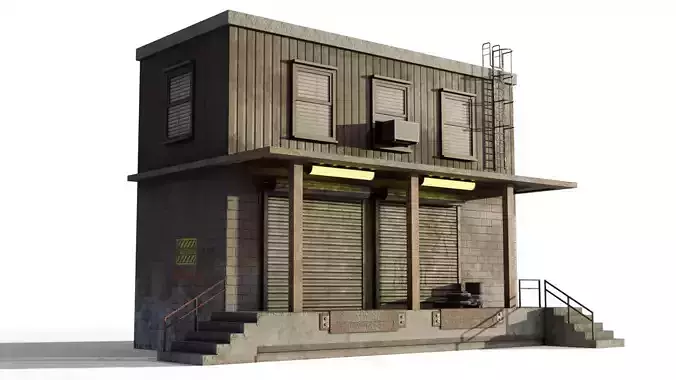 Warehouse Building Low Poly