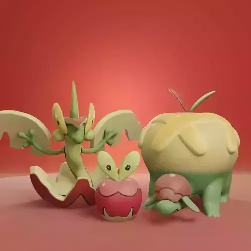 Pokemon - Applin Flapple and Appletun with 2 poses