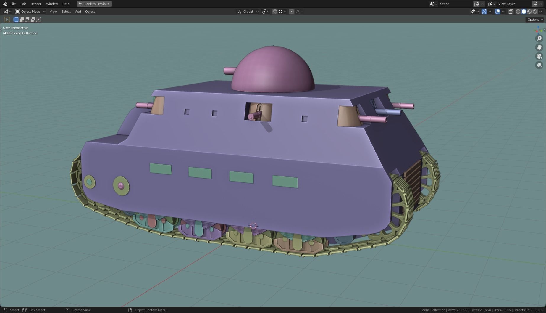 FIAT2000 TANK BASE MESH Low-poly 3D model_6