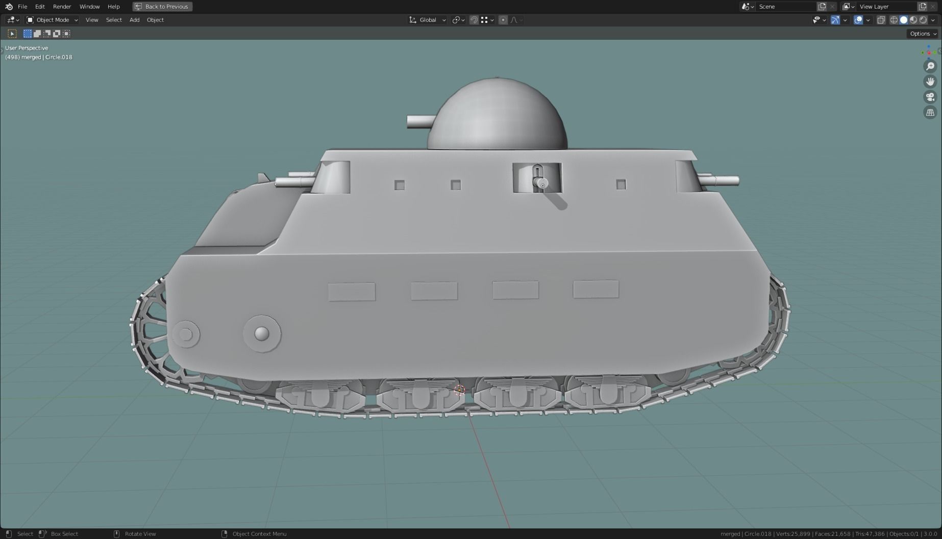 FIAT2000 TANK BASE MESH Low-poly 3D model_2