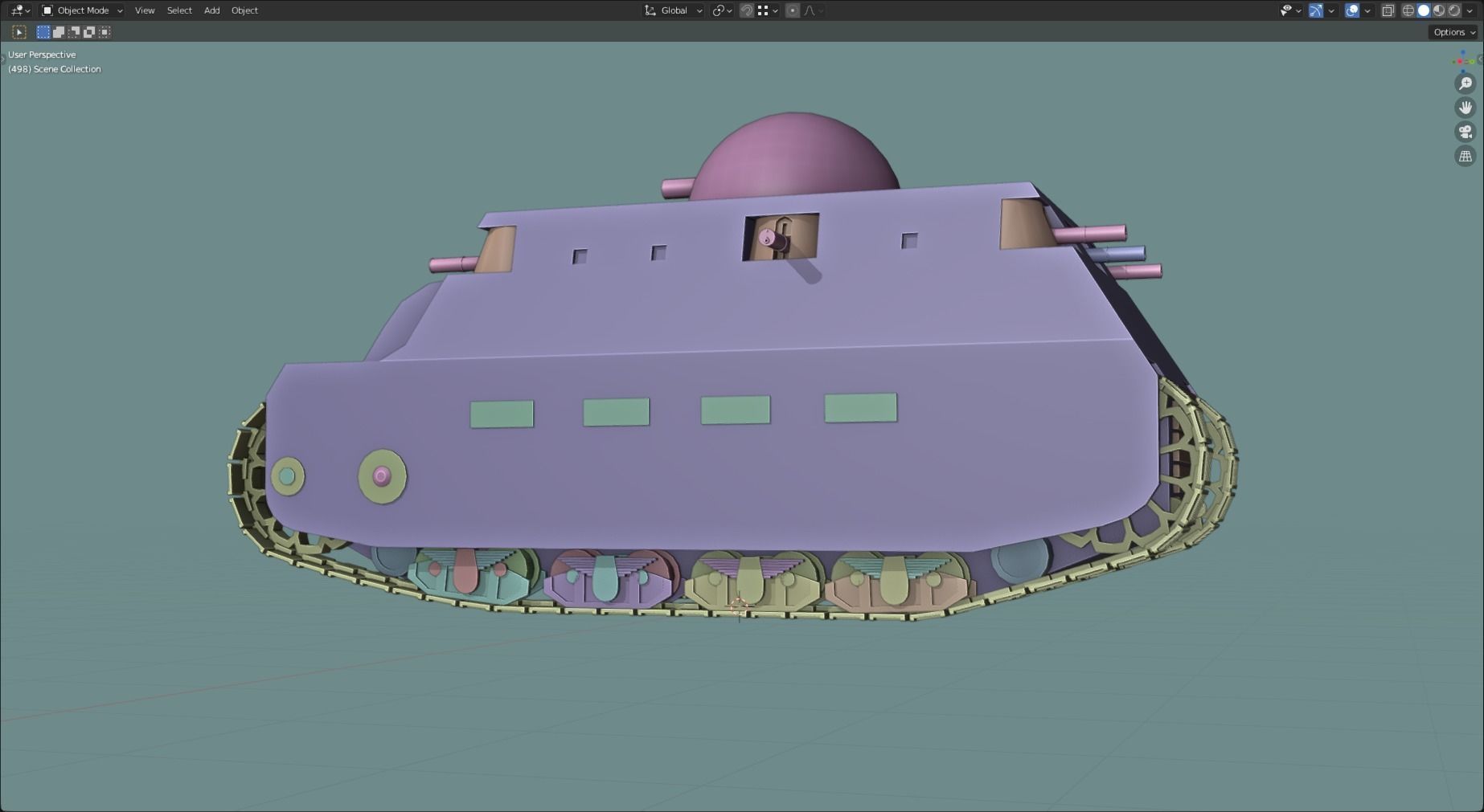 FIAT2000 TANK BASE MESH Low-poly 3D model_7