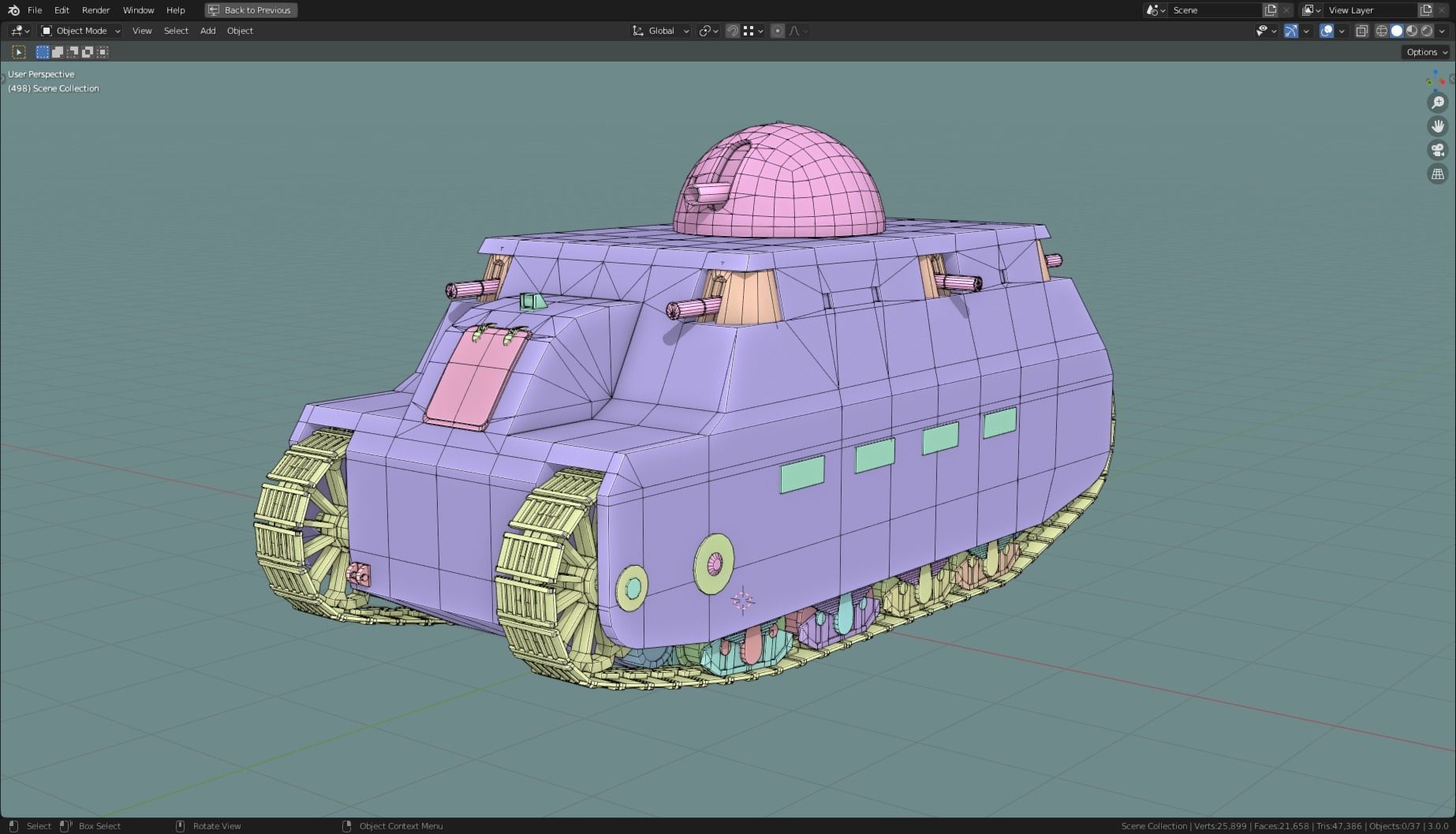 FIAT2000 TANK BASE MESH Low-poly 3D model_8