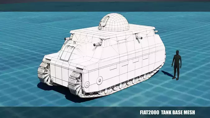 FIAT2000 TANK BASE MESH Low-poly 3D model