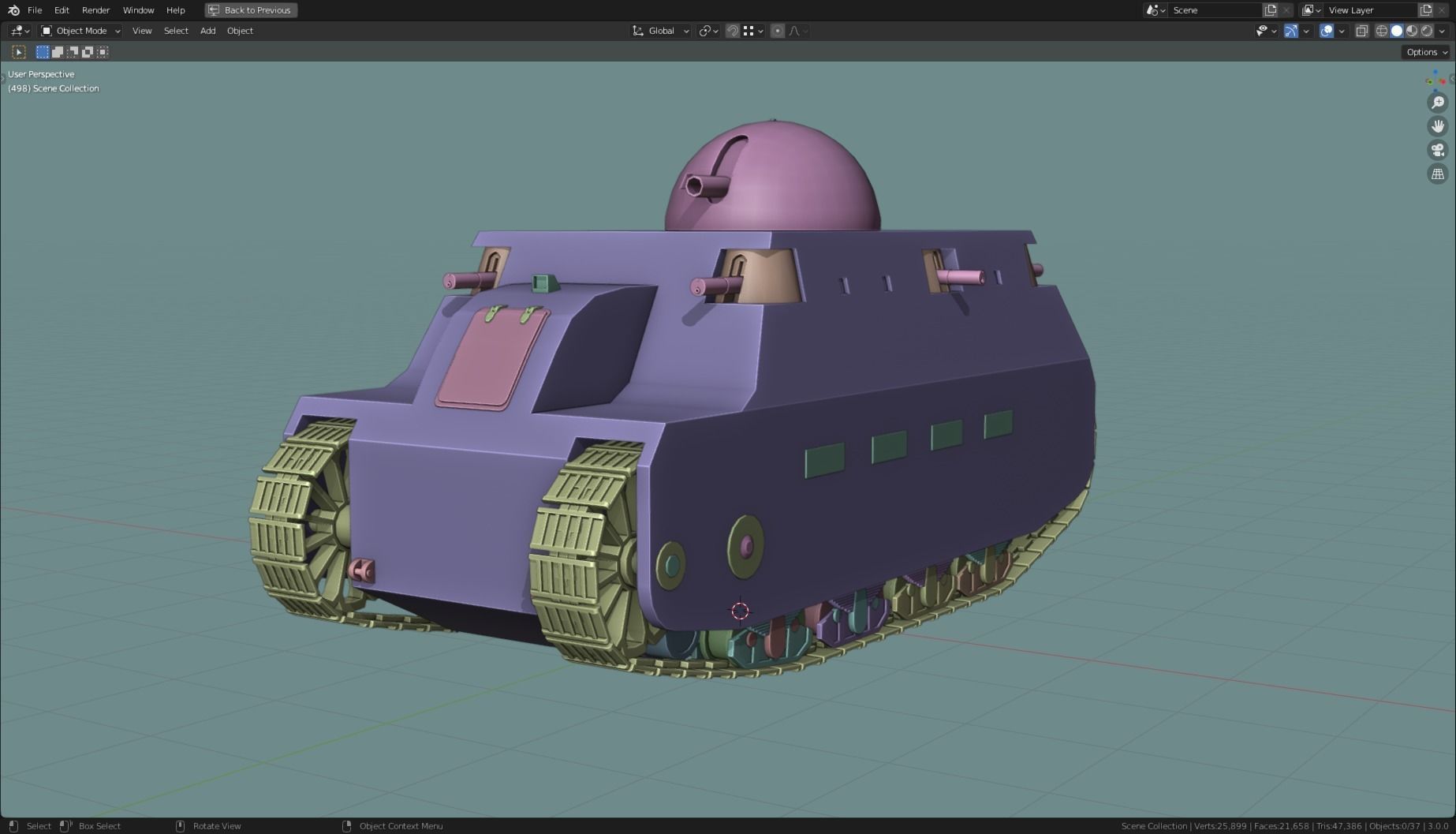 FIAT2000 TANK BASE MESH Low-poly 3D model_5