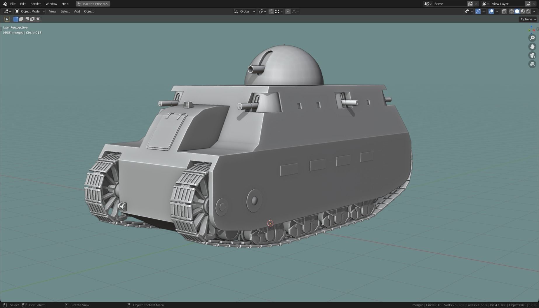 FIAT2000 TANK BASE MESH Low-poly 3D model_1