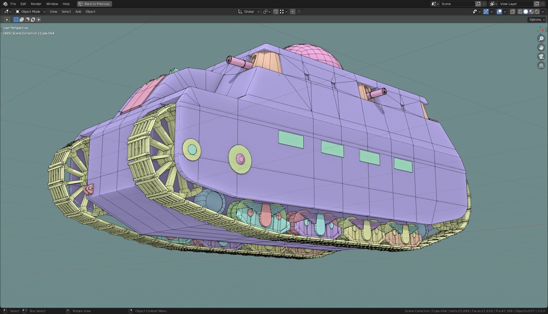 FIAT2000 TANK BASE MESH Low-poly 3D model_10