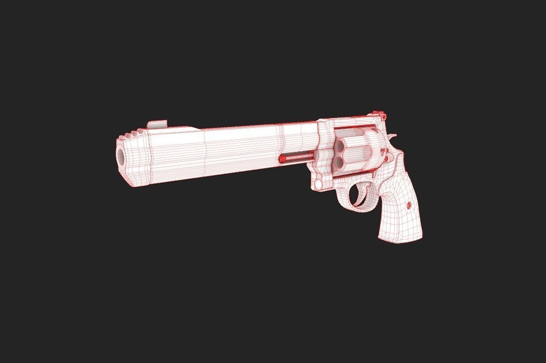 Modern Revolver 5 Low-poly 3D model_3