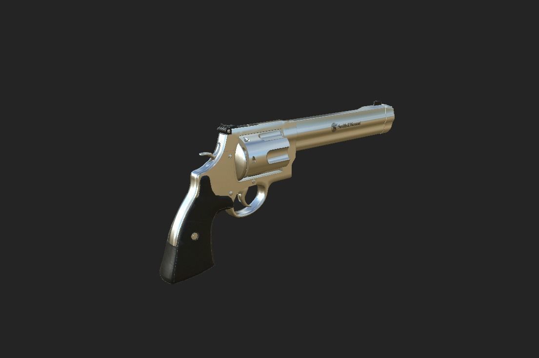 Modern Revolver 5 Low-poly 3D model_8