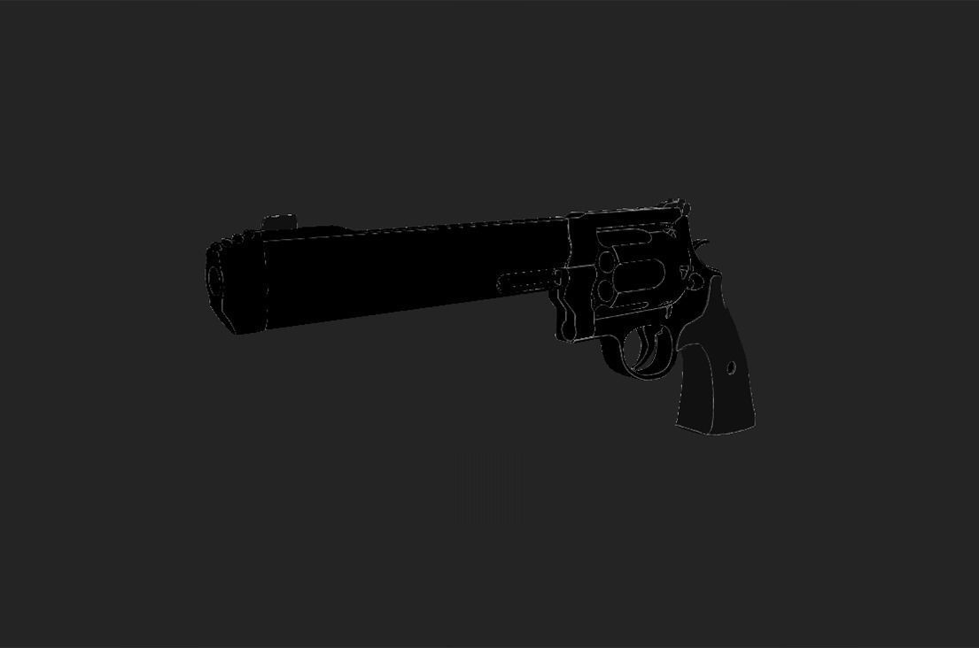 Modern Revolver 5 Low-poly 3D model_5