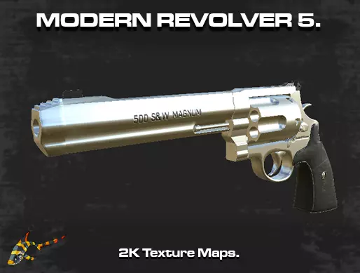 Modern Revolver 5 Low-poly 3D model_0
