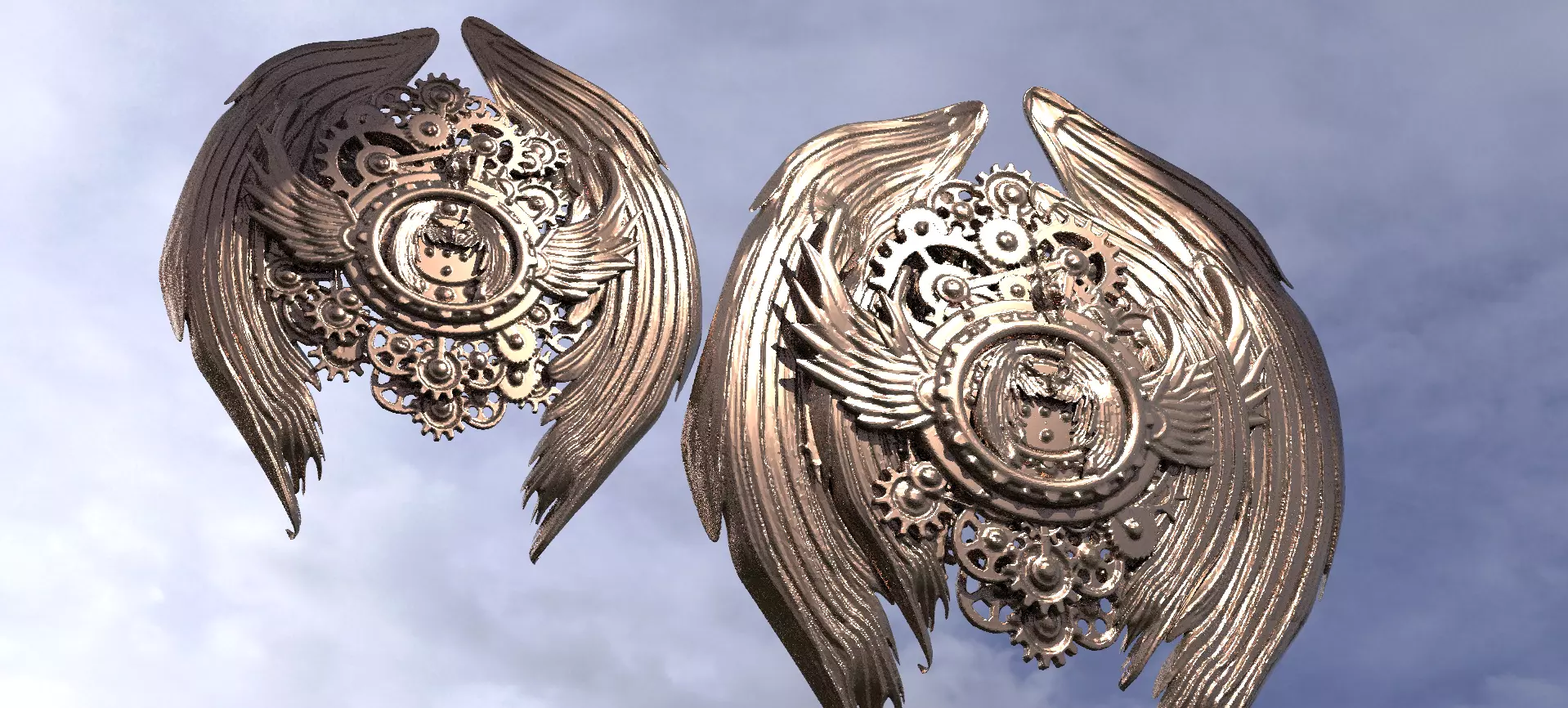 Angel Clockwork Wall Art 2 versions  3D model_0