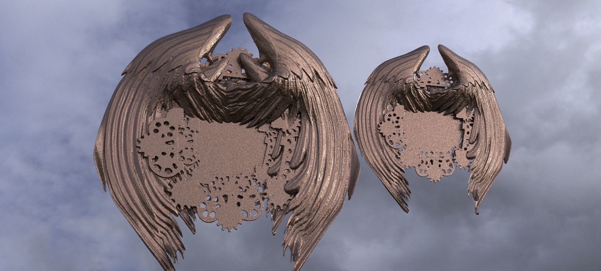 Angel Clockwork Wall Art 2 versions  3D model_1