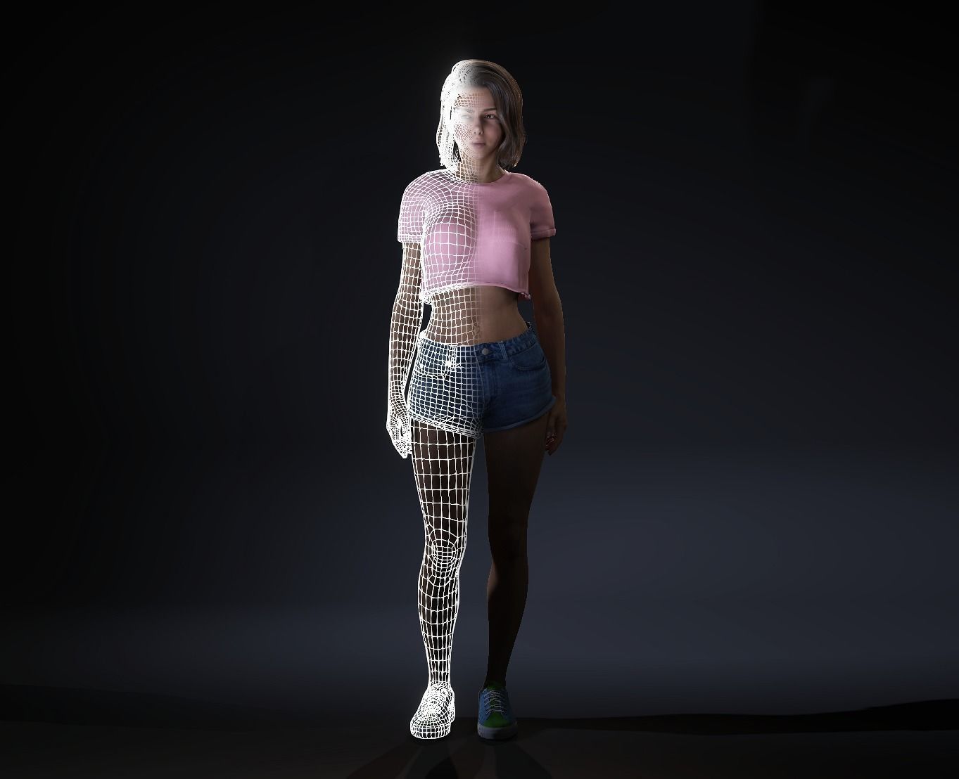 Realistic Female - Amy Low-poly 3D model_7
