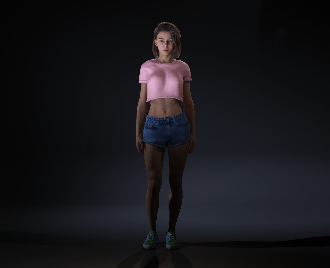 Realistic Female - Amy Low-poly 3D model_2