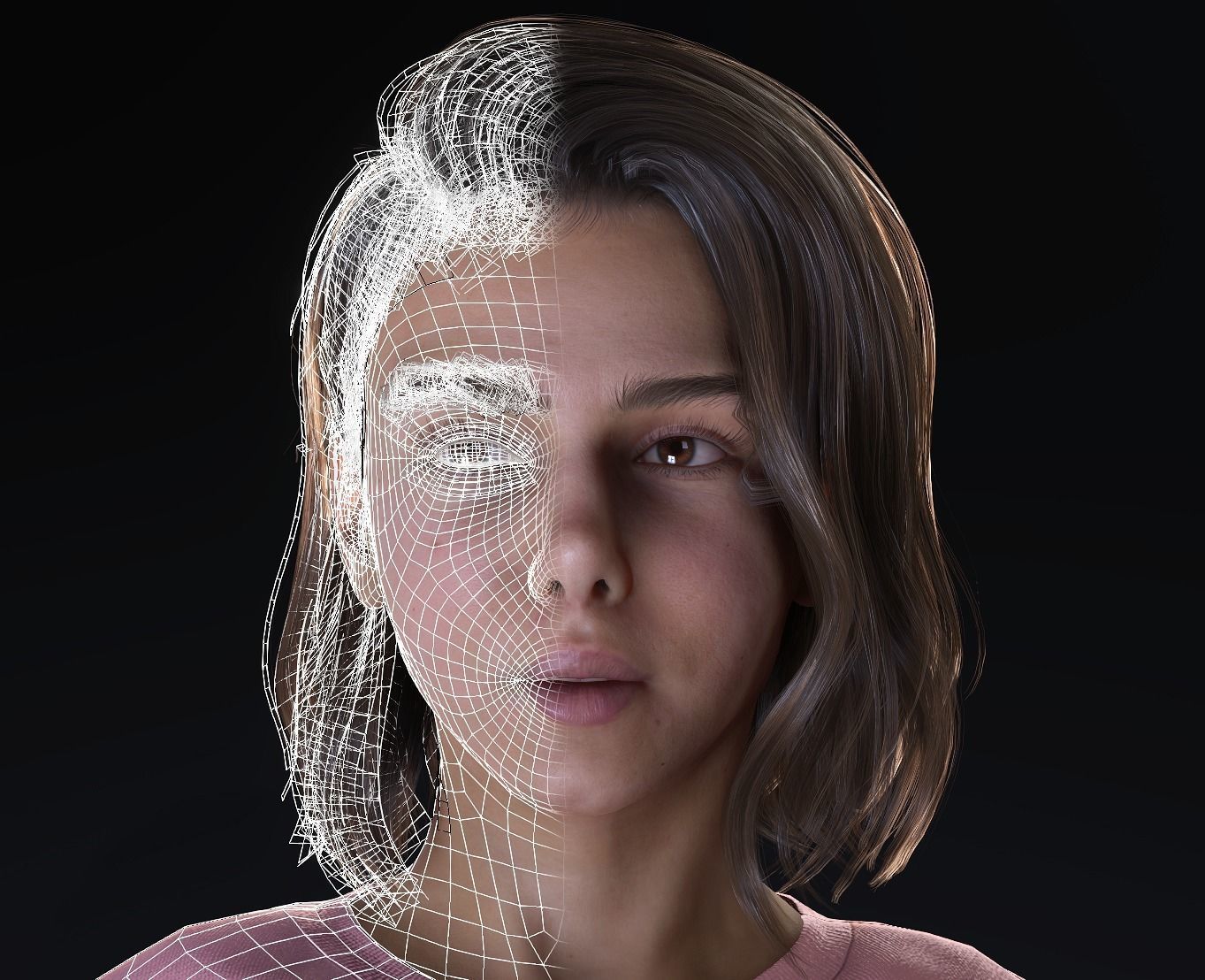 Realistic Female - Amy Low-poly 3D model_6
