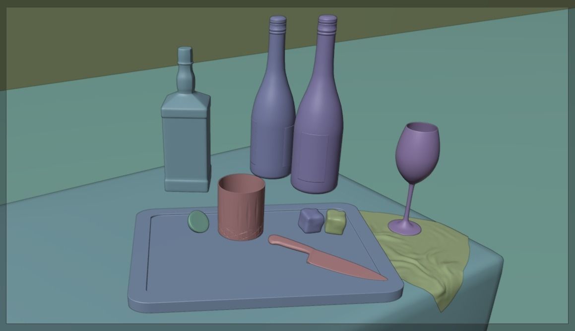 Kitchen Bar and Alcohol Assets for Interior 3D model_2