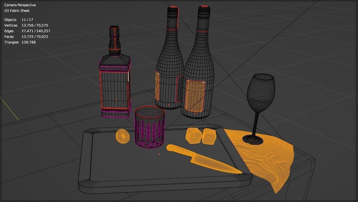 Kitchen Bar and Alcohol Assets for Interior 3D model_3