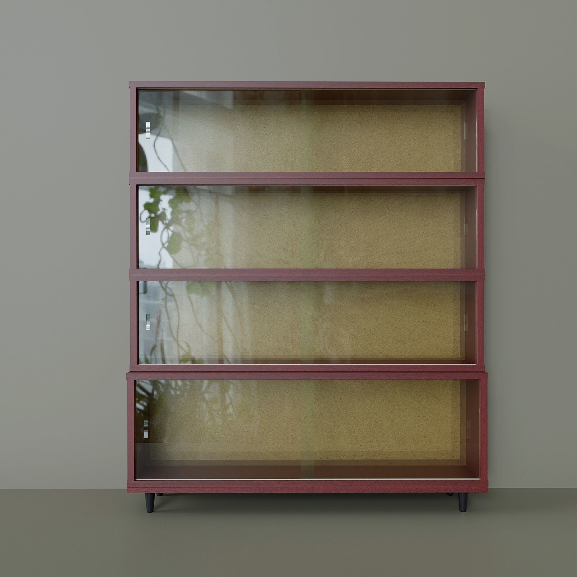 Chipboard shelves with sliding glass Low-poly 3D model_1