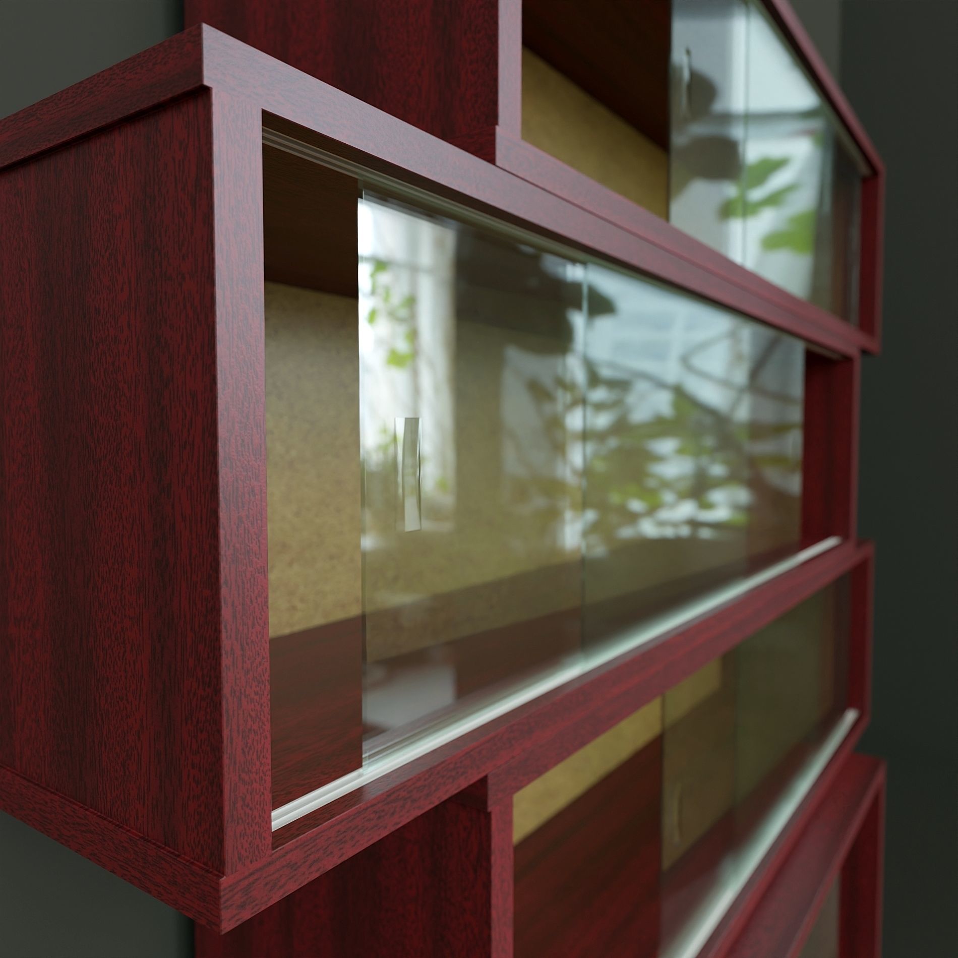Chipboard shelves with sliding glass Low-poly 3D model_3