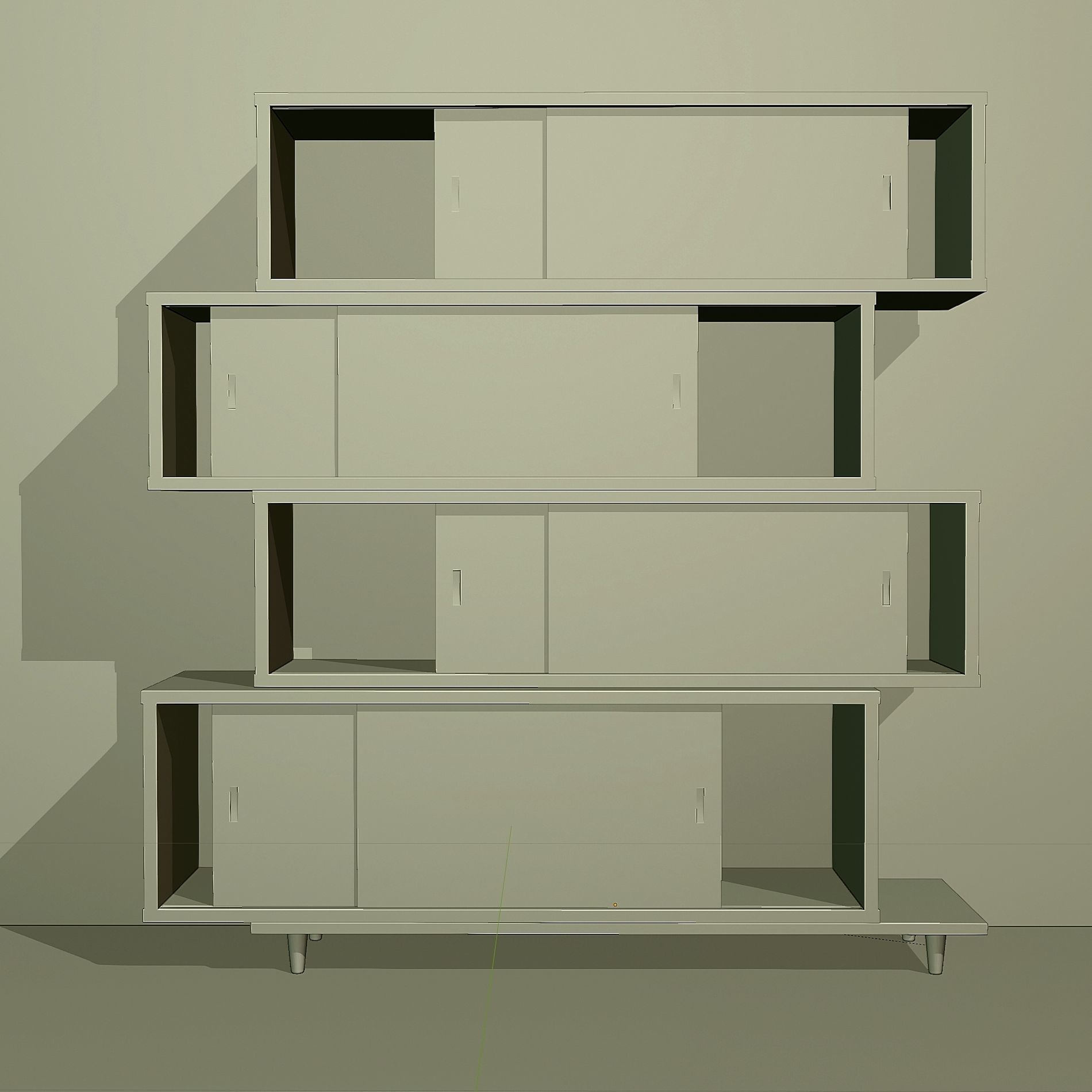 Chipboard shelves with sliding glass Low-poly 3D model_4