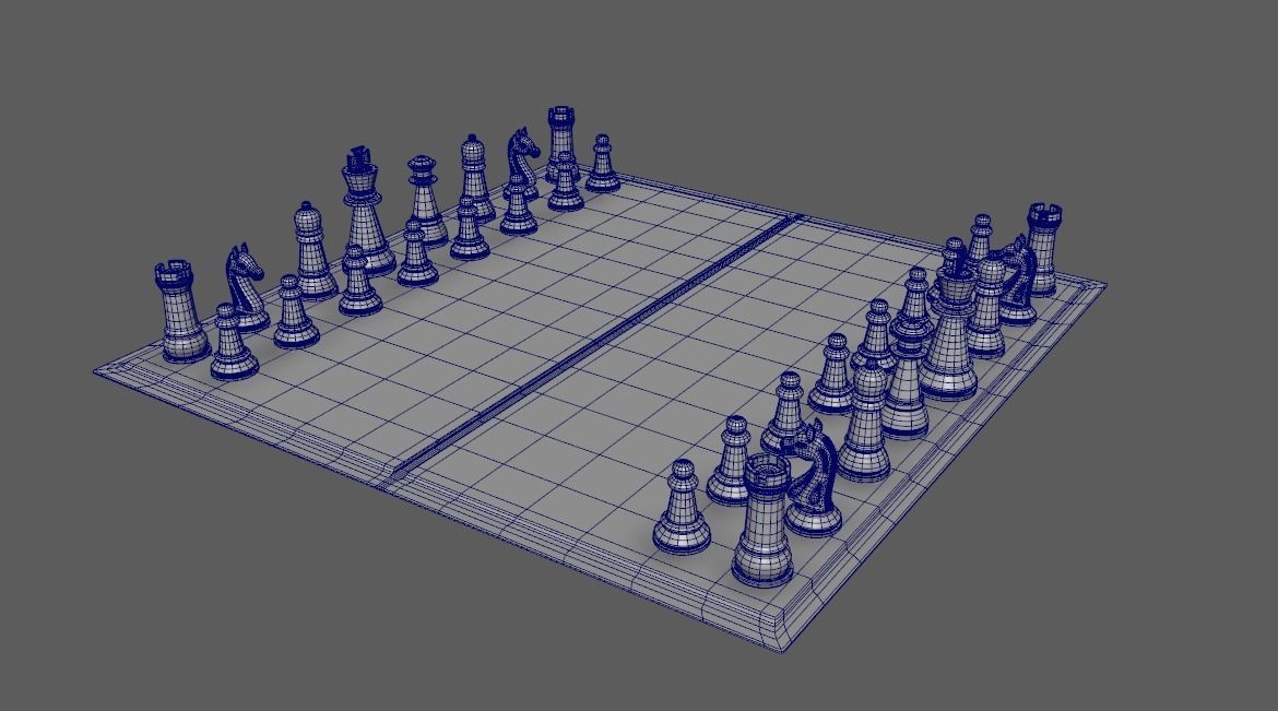 Chess board and pieces 3D model_1