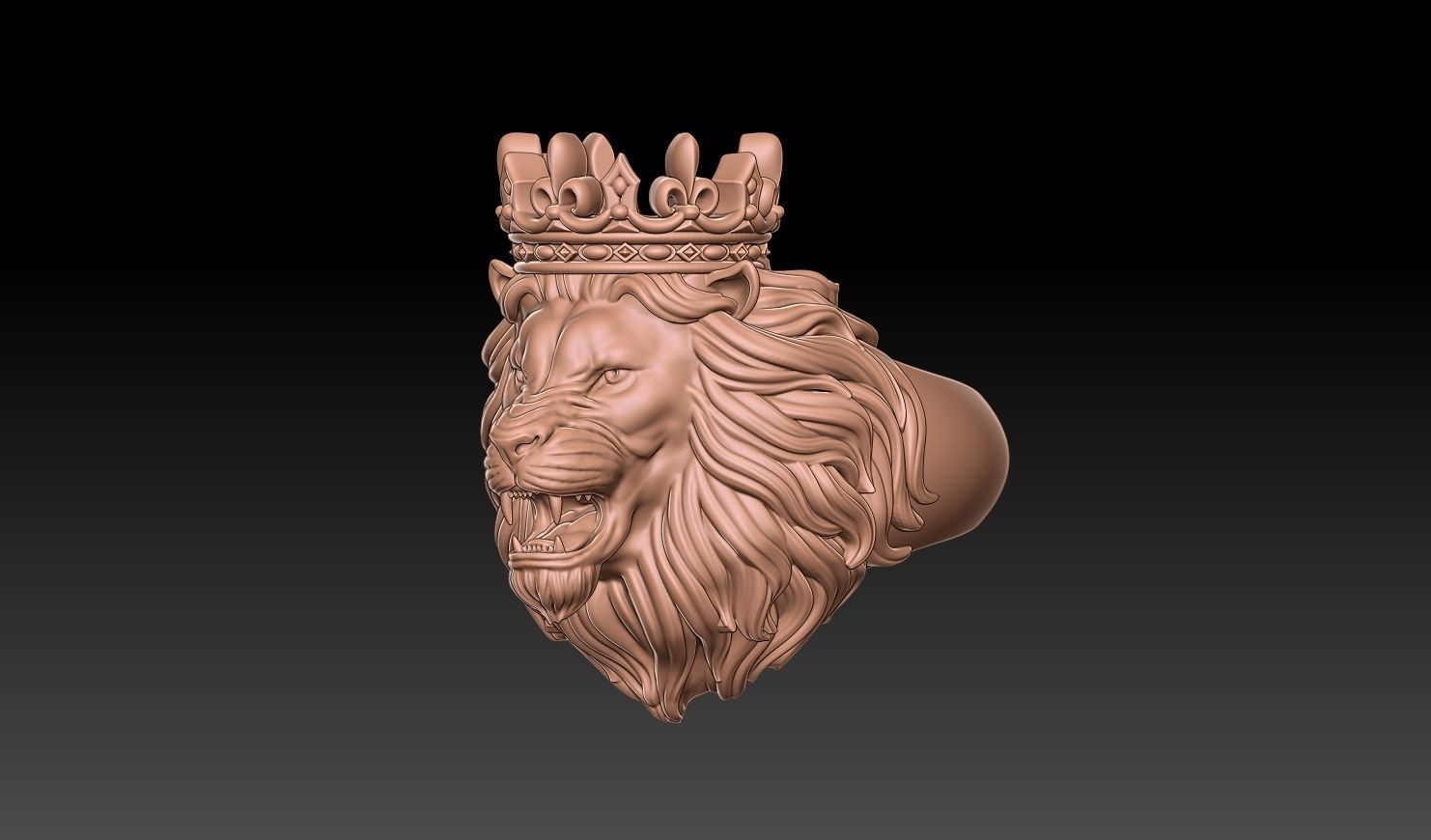 lion ring with crown 3d print 3D print model_2