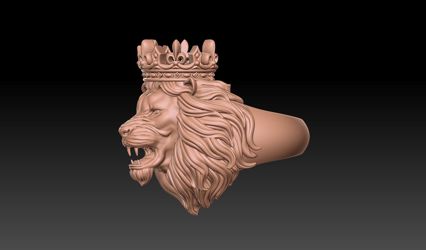 lion ring with crown 3d print 3D print model_3