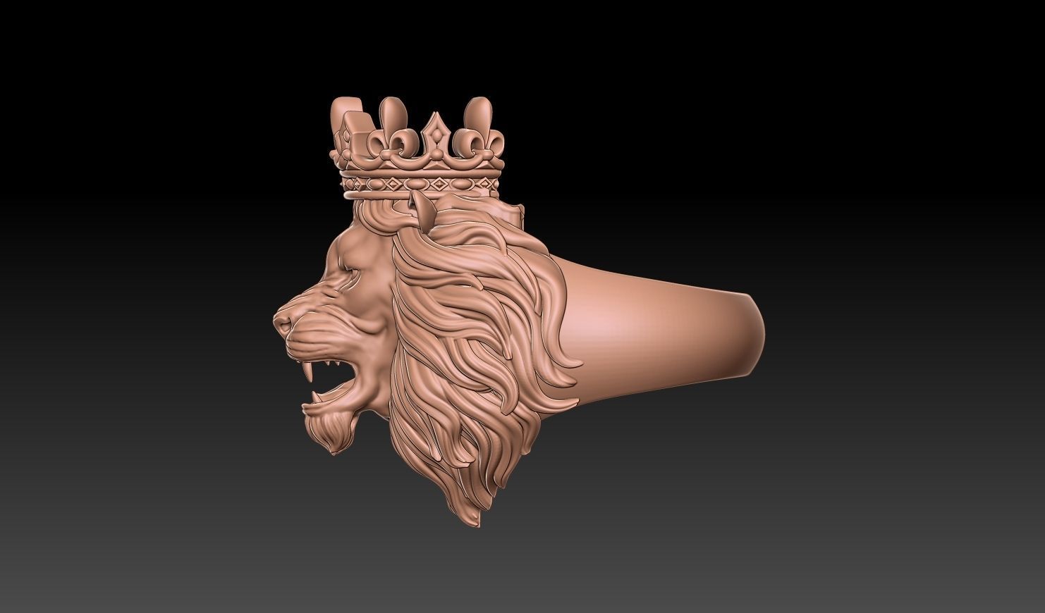 lion ring with crown 3d print 3D print model_4