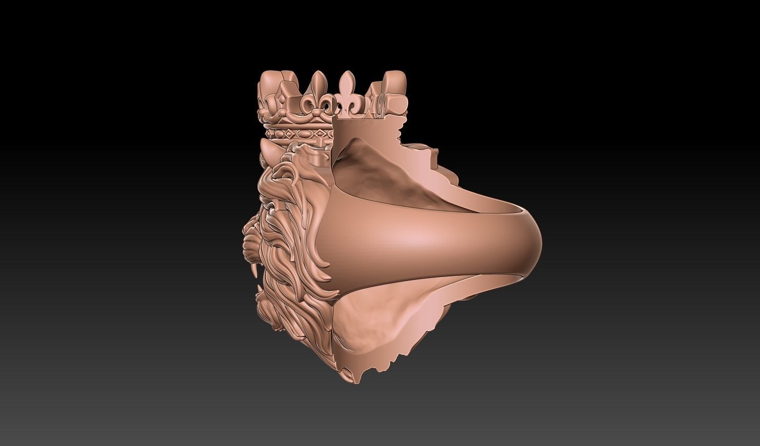 lion ring with crown 3d print 3D print model_5