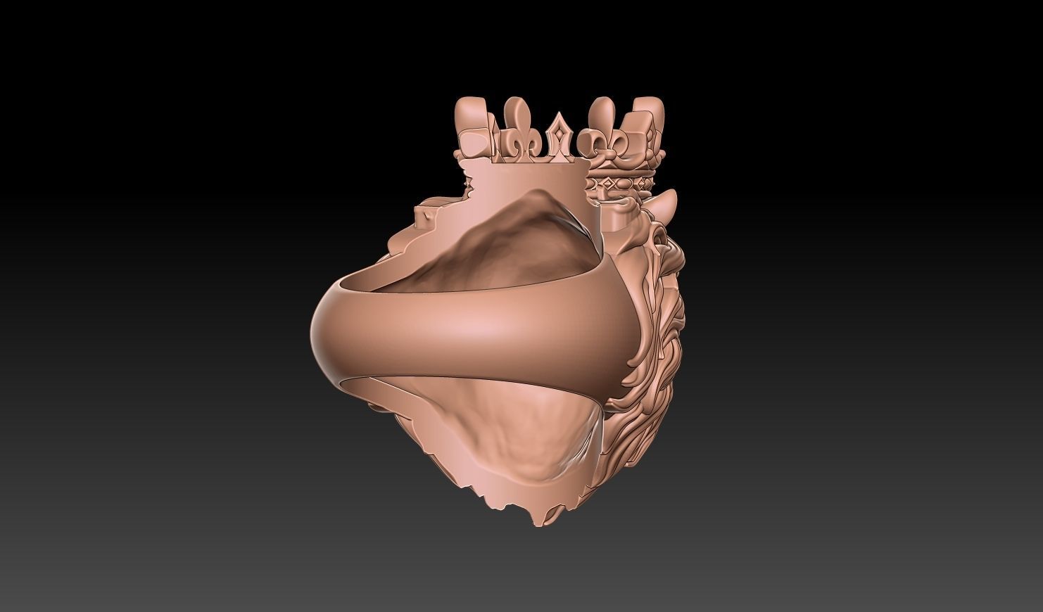 lion ring with crown 3d print 3D print model_8