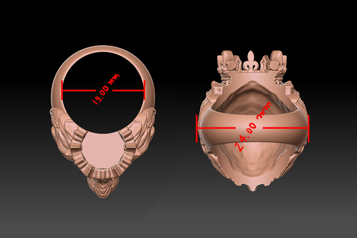 lion ring with crown 3d print 3D print model_11
