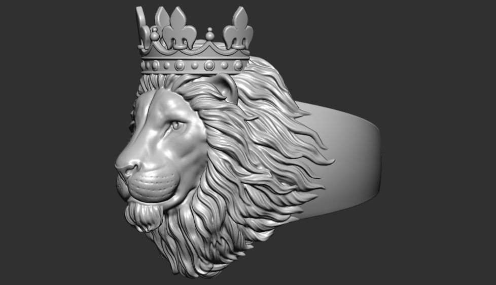 lion head with crown ring 3d print 3D print model_2
