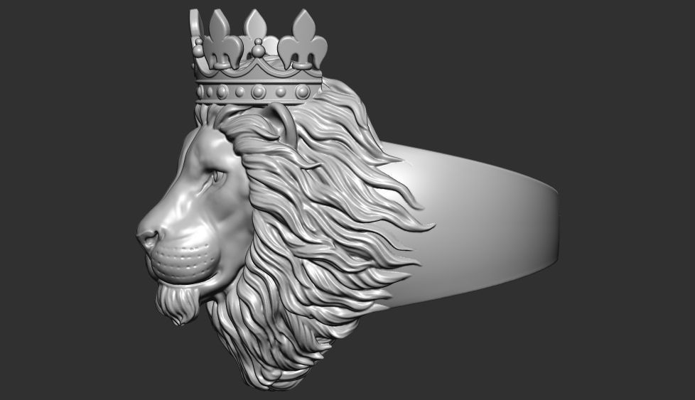 lion head with crown ring 3d print 3D print model_3